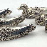 Set of 6 Vintage Duck-Shaped Silver-Plated Knife Rests SILEA
