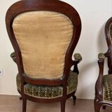 Pair of Louis XV style armchairs in mahogany, 19th century