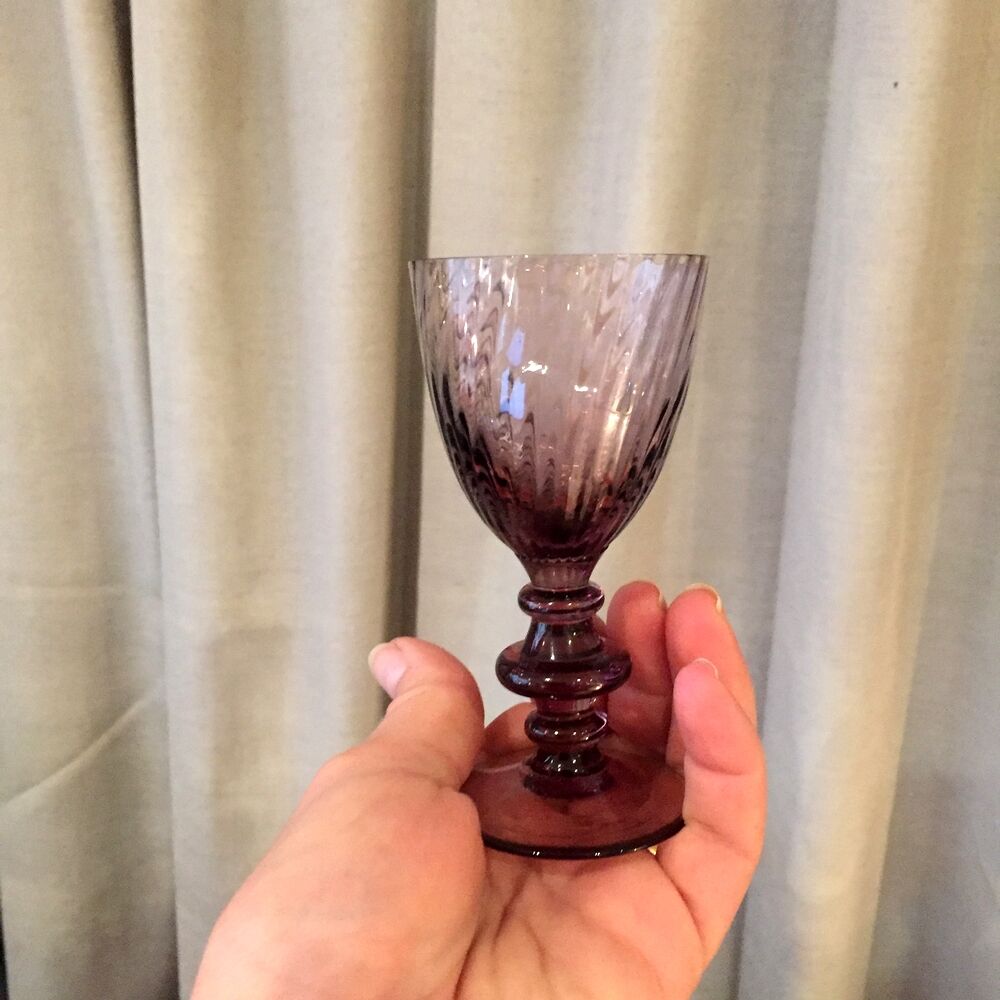 SUITE OF 12 GLASSES OF PORT OR WINE COOKED PURPLE CRYSTAL HARTZWILLER
