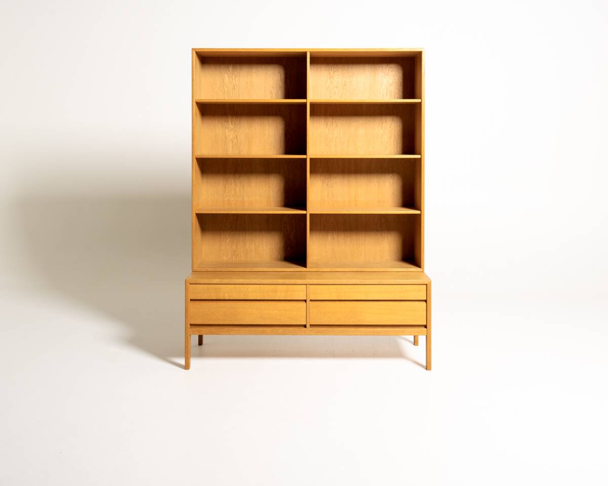 Scandinavian oak bookcase with drawers, 1960s/1970s
