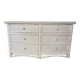 Commode vintage en rotin blanc tressé à 6 tiroirs