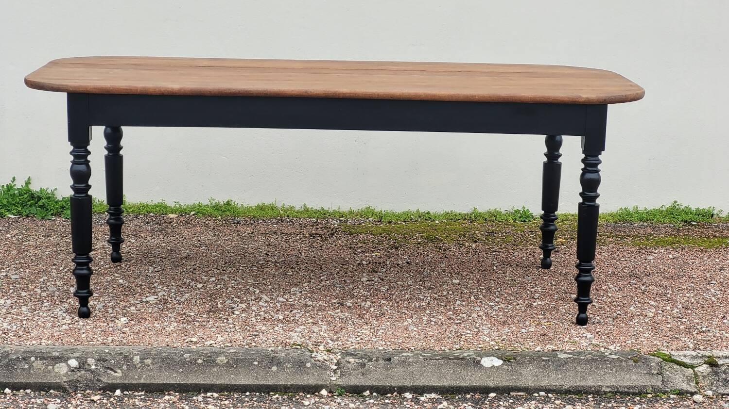 Louis Philippe style oval patinated bistro farm table - 1m90