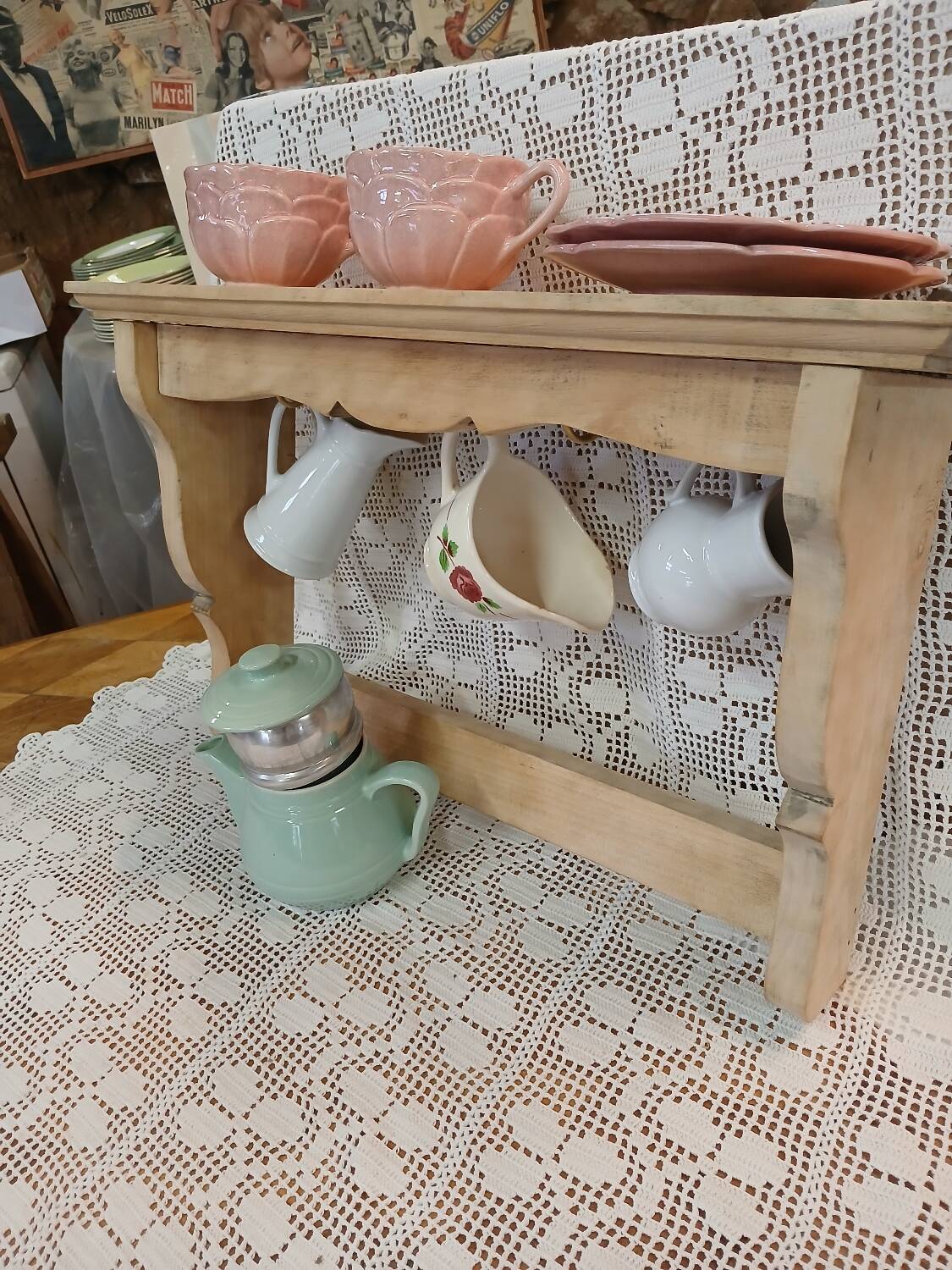 Antique solid wood wall shelf
