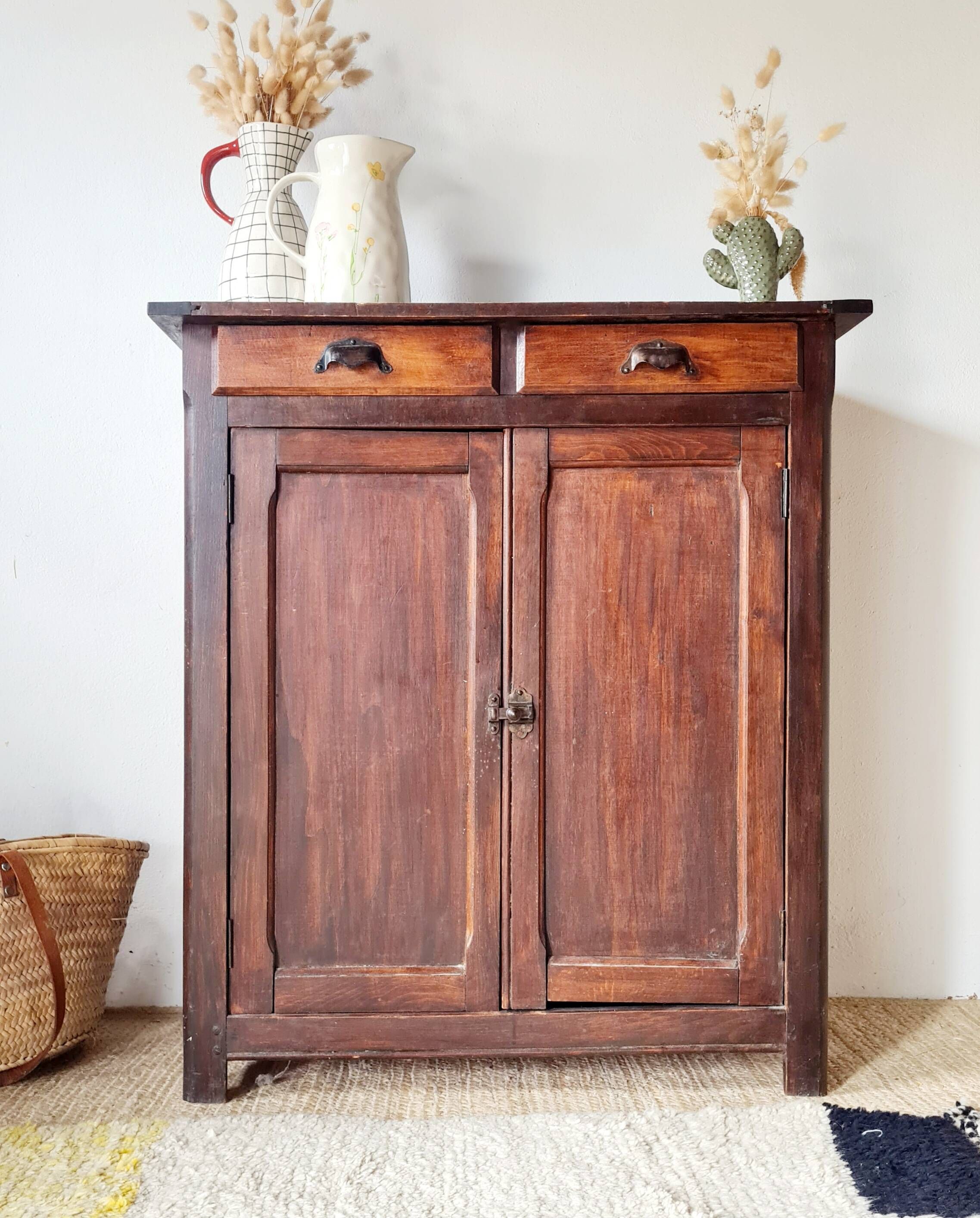 Buffet parisien bois ancien 2 portes panneautées
