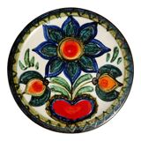 Decorative plate 70s Stylized flower and heart pattern