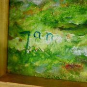 Huile sur panneau vintage originale – « Arbre sur paysage » Jan