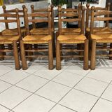 Set of 8 Charles Dudouyt Brutalist Dining Chairs 1960