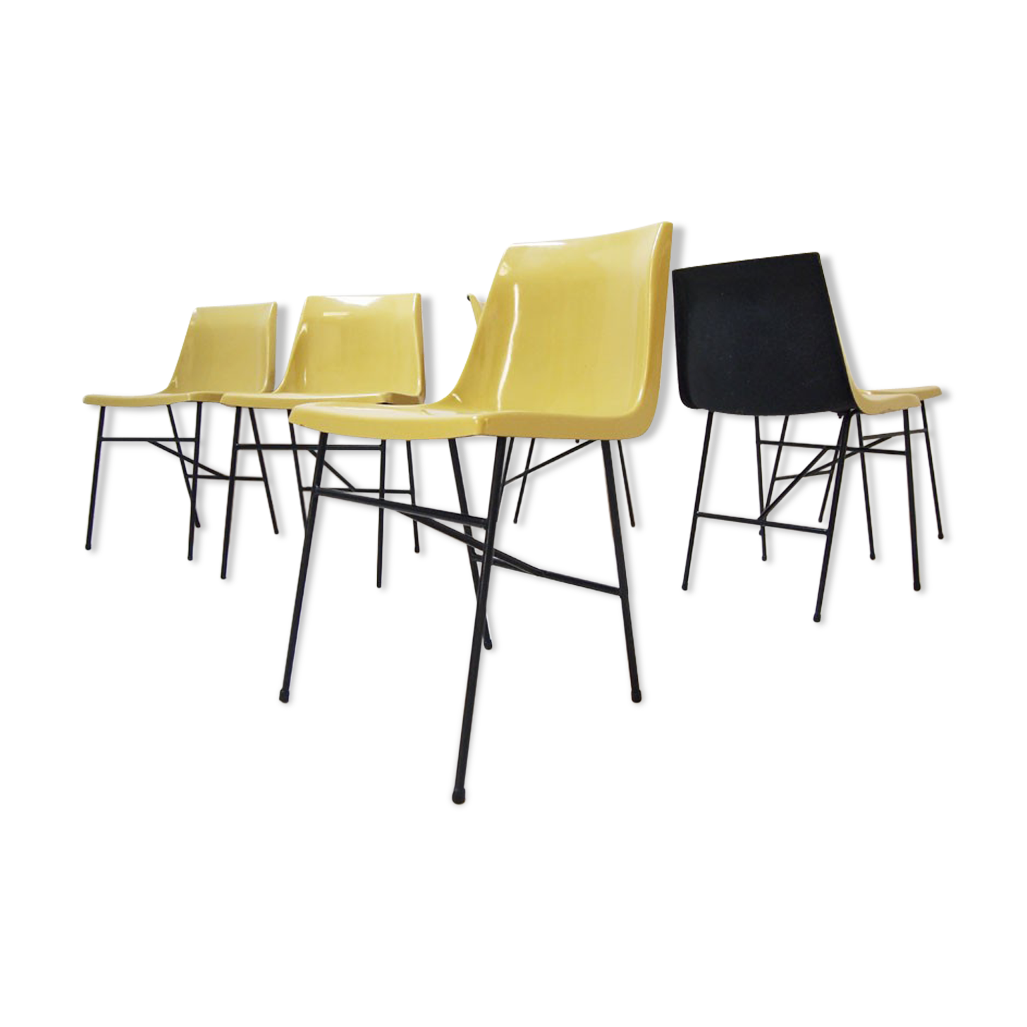 Set of six 1960's Moulded fibreglass dining chairs by Miroslav Navratil