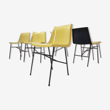 Set of six 1960's Moulded fibreglass dining chairs by Miroslav Navratil