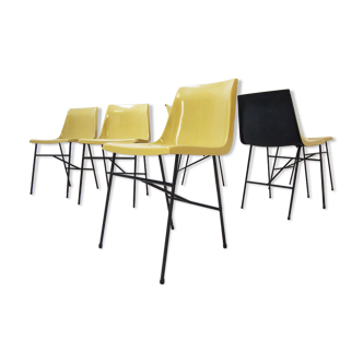 Set of six 1960's Moulded fibreglass dining chairs by Miroslav Navratil