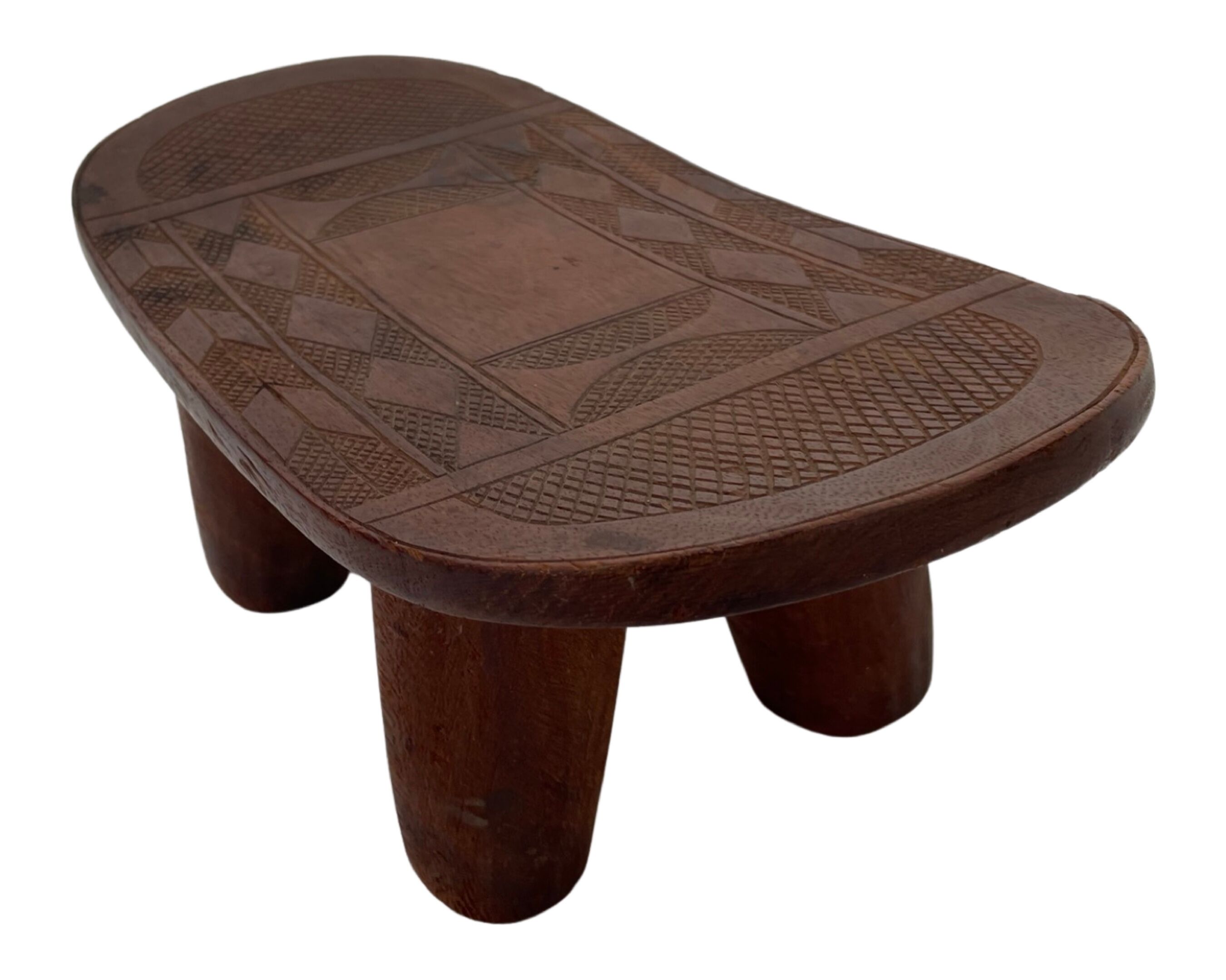 Vintage African hand-carved wooden Senufo stool bench design