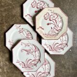 6 flat plates in ironstone Clairefontaine, "Indiana" service.