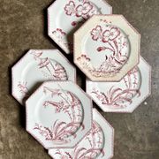 6 flat plates in ironstone Clairefontaine, "Indiana" service.