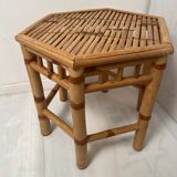 Rattan trundle table hexagonal top 70s