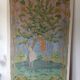 Large painting on canvas from the 20th century mounted on a frame - rural scene.