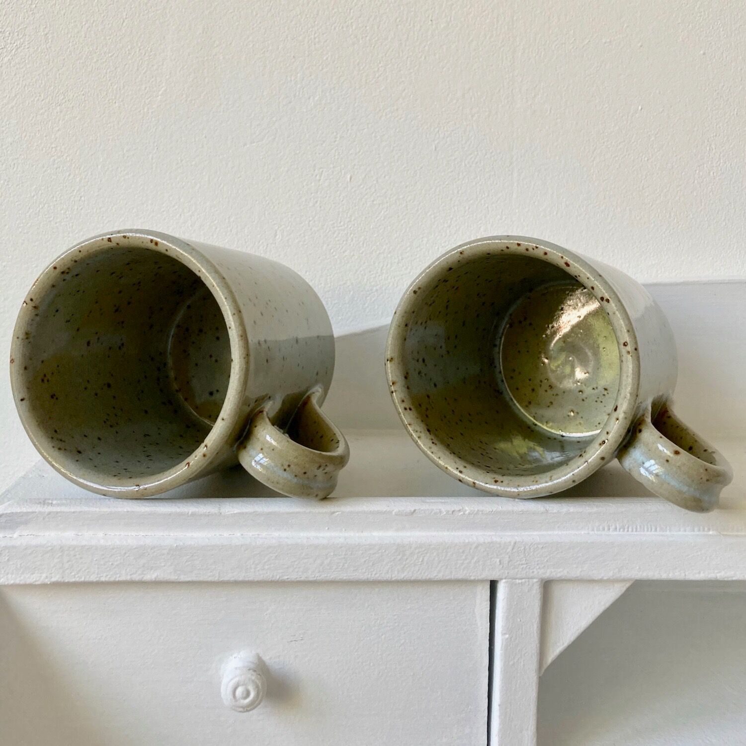 Pair of enamelled stoneware mugs