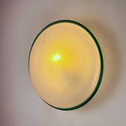 "Ronda" wall light by Leucos – green rim & frosted Murano glass, Italy 1970s