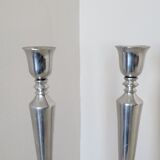 Paire de chandeliers bougeoirs vintage en métal