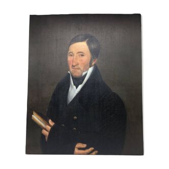 Paintings signed, portrait of a gentleman in the book and Earring: XIX century