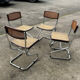 Set of Four Vintage Italian Tubular Chairs Bauhaus Style Marcel Breuer Circa 1970