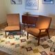 Vintage Scandinavian armchair "Theodor" in terracotta boucle.