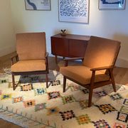 Vintage Scandinavian armchair "Theodor" in terracotta boucle.
