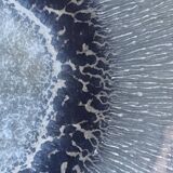 Large blue artisanal ceramic shallow dish from the 20th century.