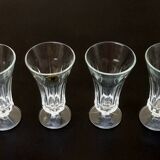 1970s 4 Champagne Flutes Clear Faceted Glass
