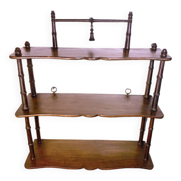 Mini fake bamboo shelf from the beginning of the 20th century in walnut, France