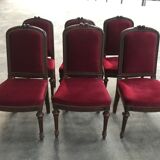 Suite of 6 red velvet chairs Napoleon III