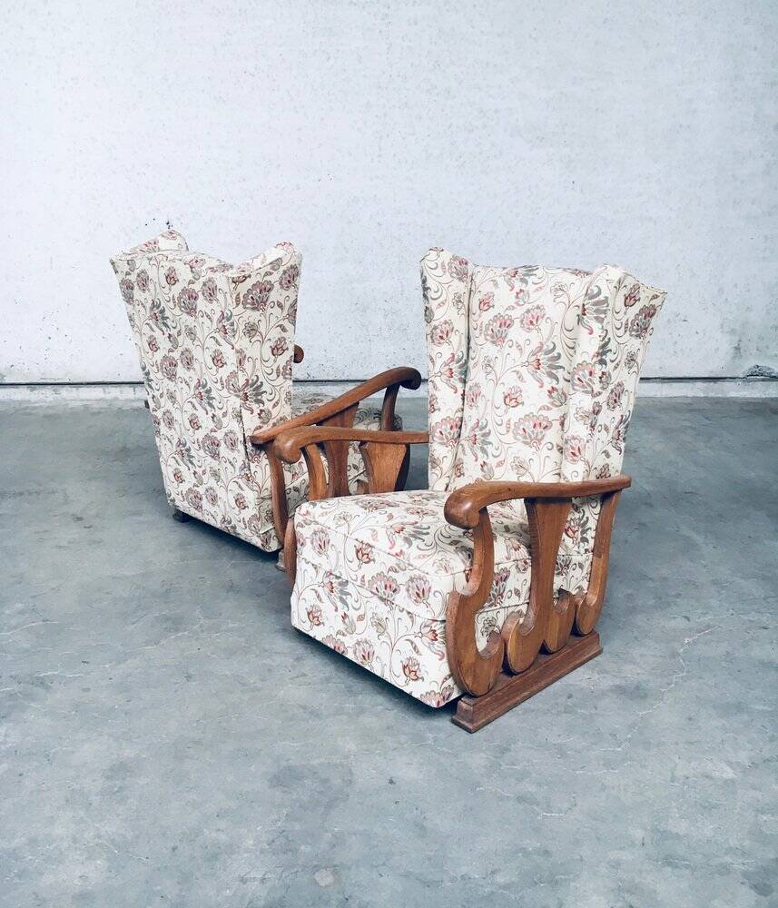 Set of High Wing Back Armchairs, 1900s