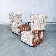 Set of High Wing Back Armchairs, 1900s