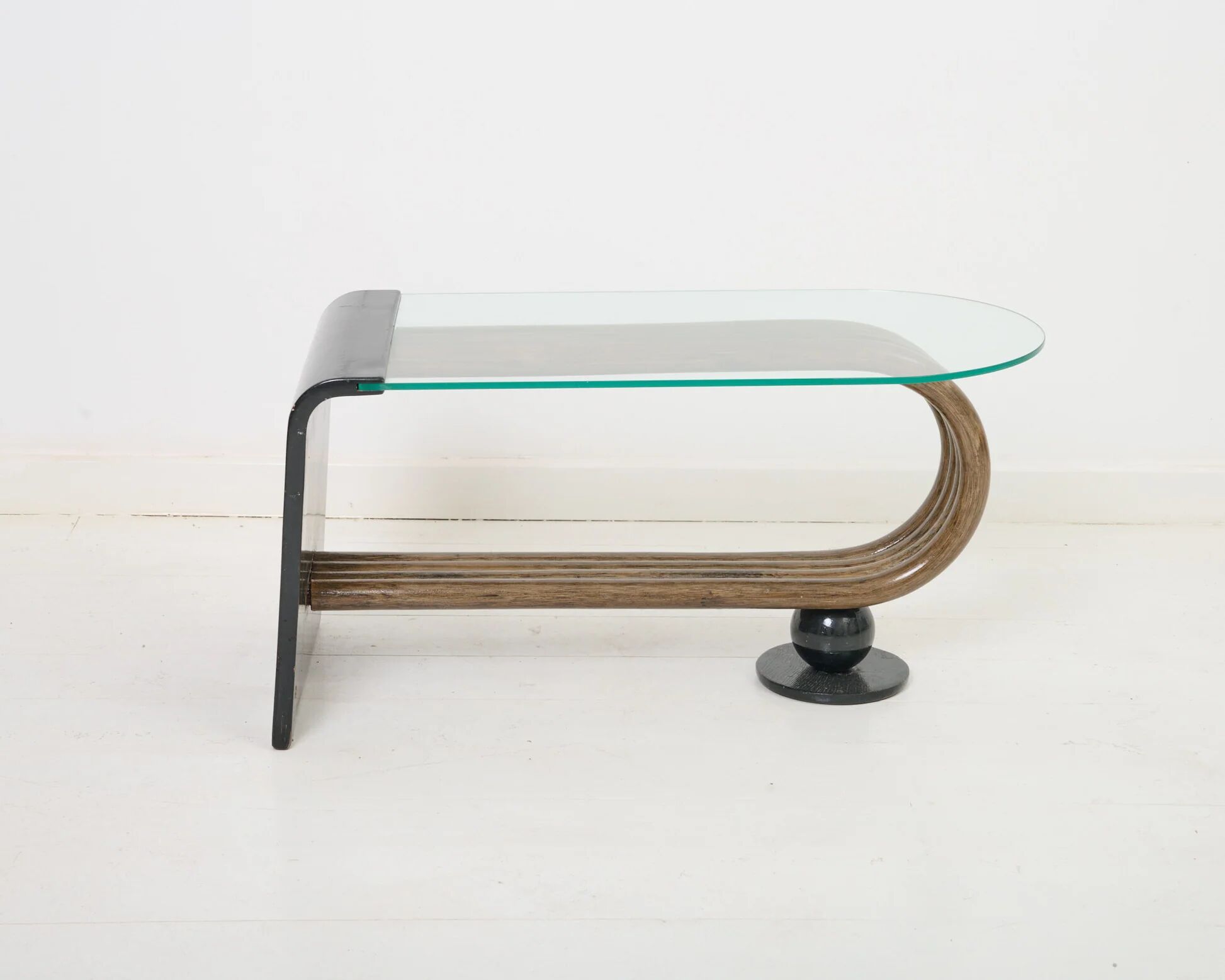 Curved wooden coffee table, 1960-70