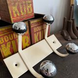 Wall coat rack with 2 vintage ball hooks