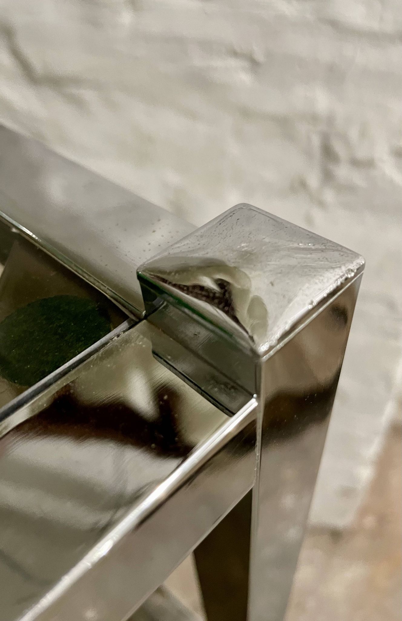 High chrome shelf with 3 smoked glass shelves Roche Bobois