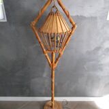 Lampadaire aux oiseaux-LOUIS SOGNOT- en bambou/rotin années 50/60