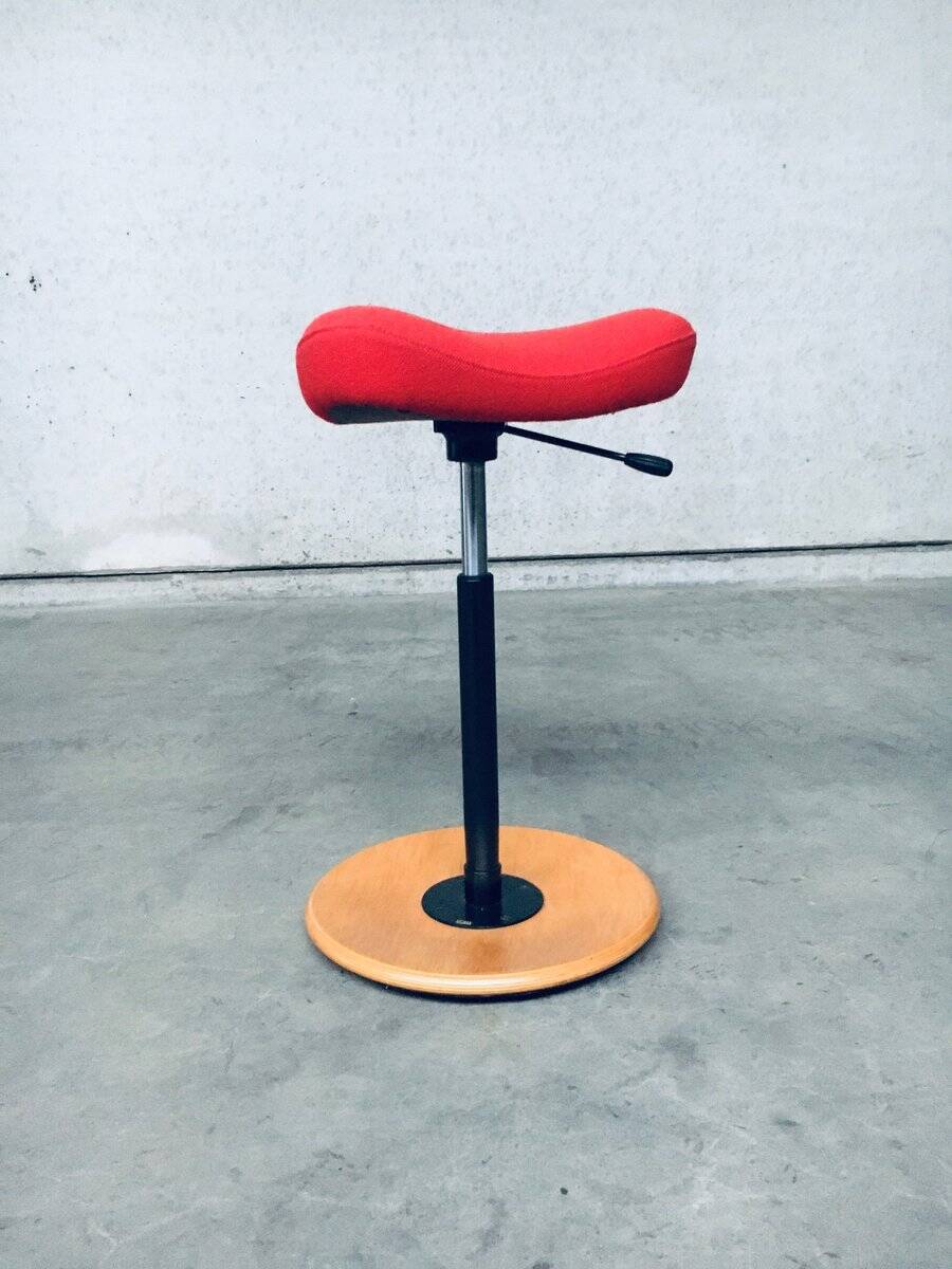 Scandinavian Ergonomic Design Writing Desk and Stool from Stokke, 1980s, Set of 3