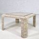 Square coffee table from the 70s - 80s in stone and brass marquetry