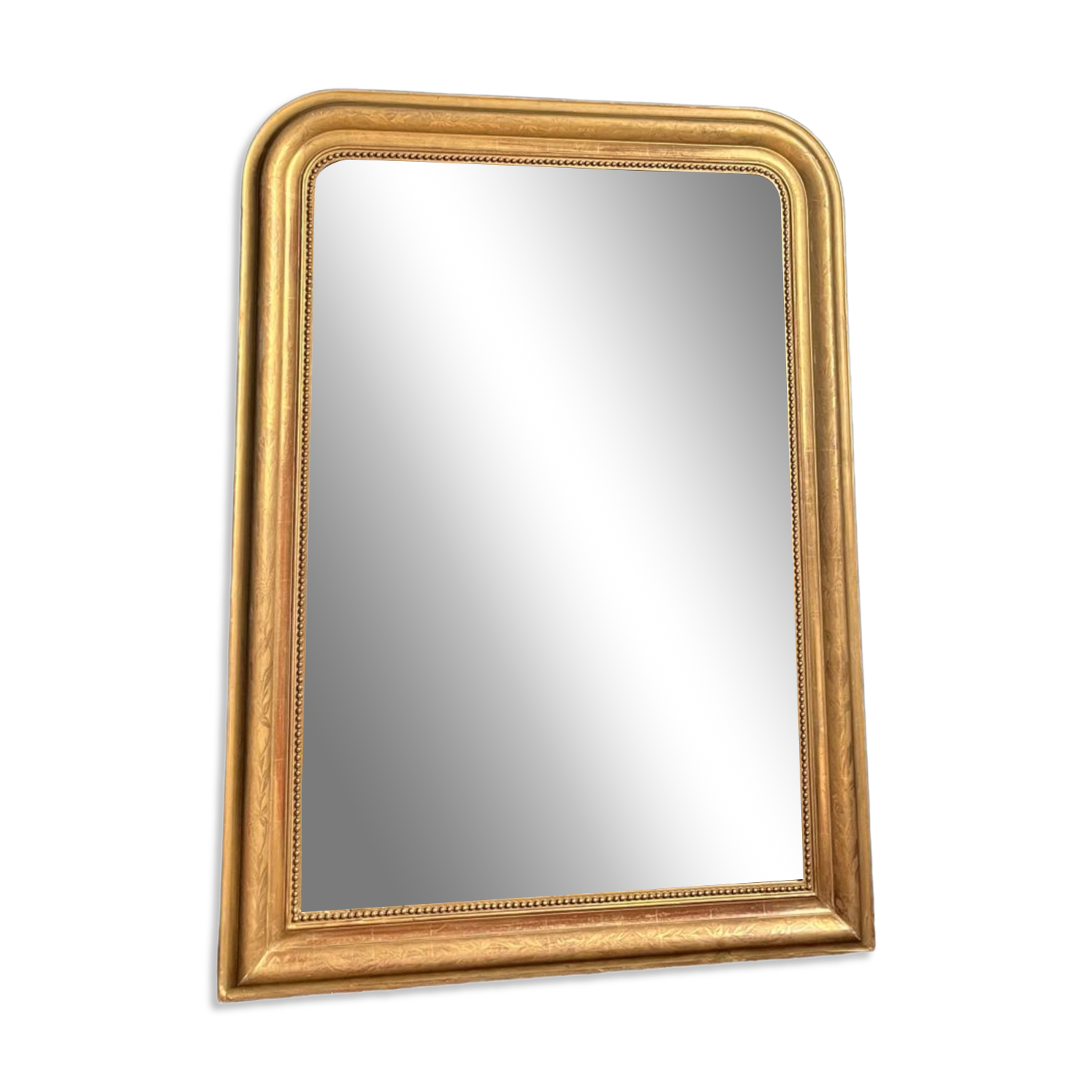Old mirror Louis-Philippe beaded 128cm/95,cm gilded with gold leaf