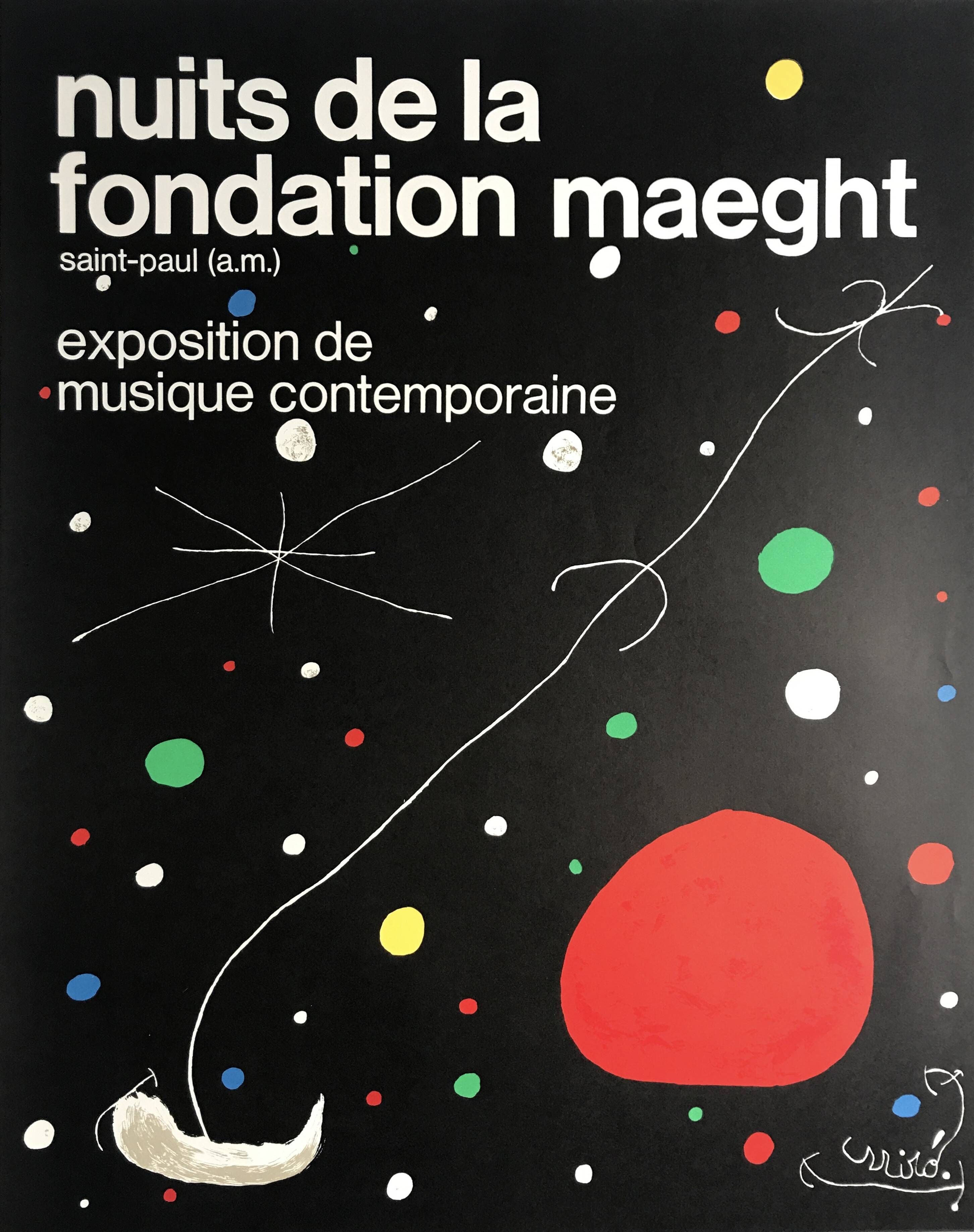 Joan miro, nights of the maeght foundation, 1967. original lithograph poster