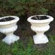 Pair of vases in reconstituted white stone