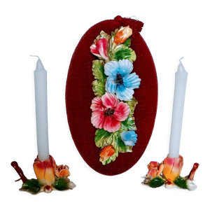 Lot de 2 bougeoirs et - une