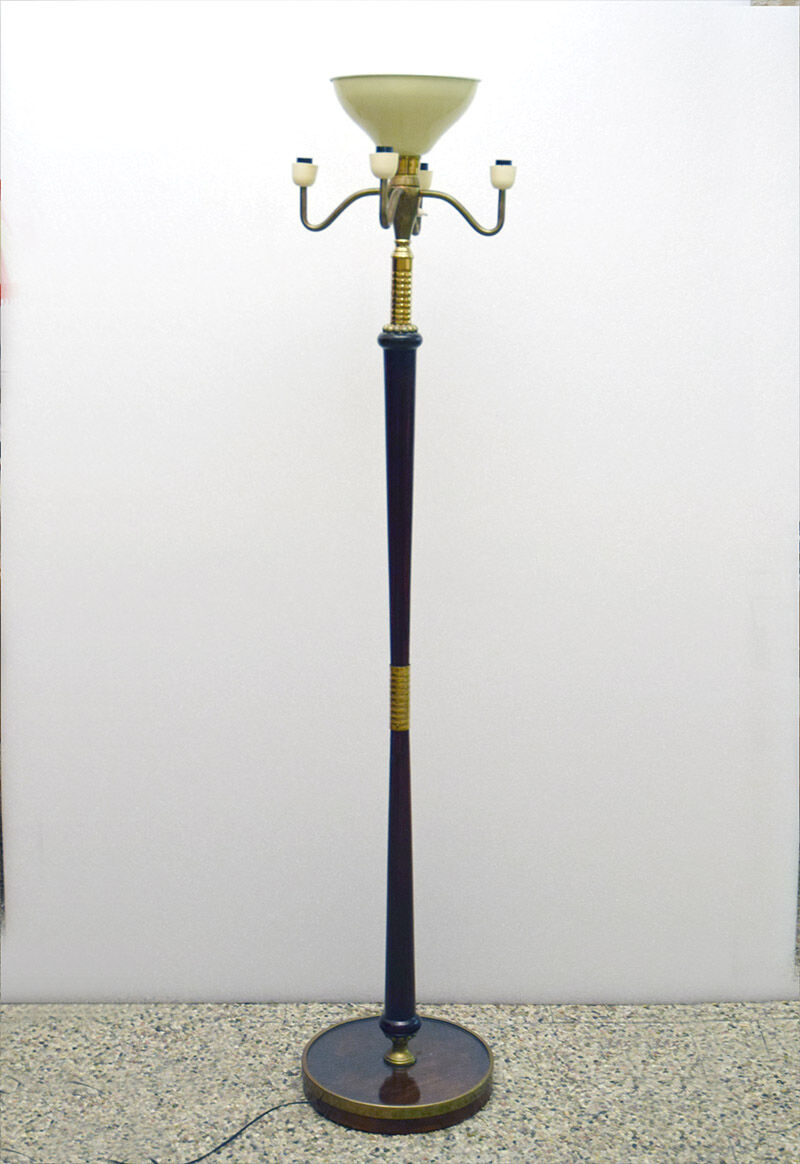 1950's floor lamp in mahogany and brass