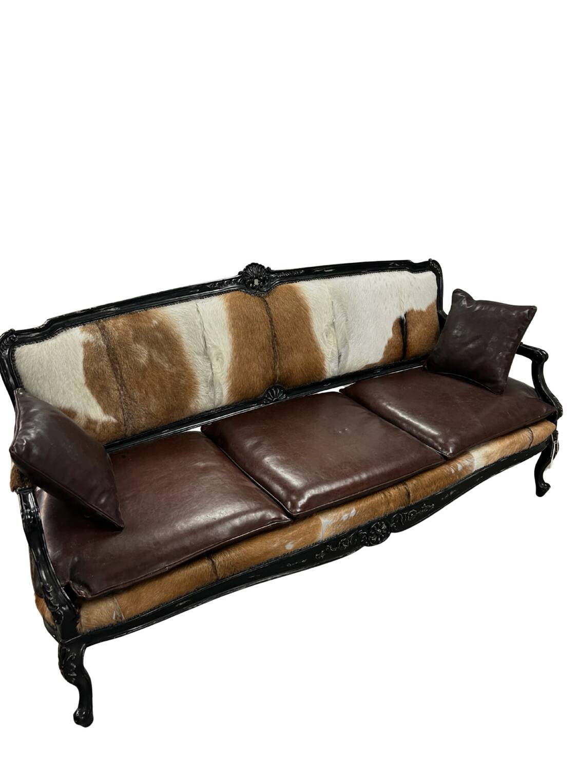 Louis XVI style Baroque armchair in cowhide