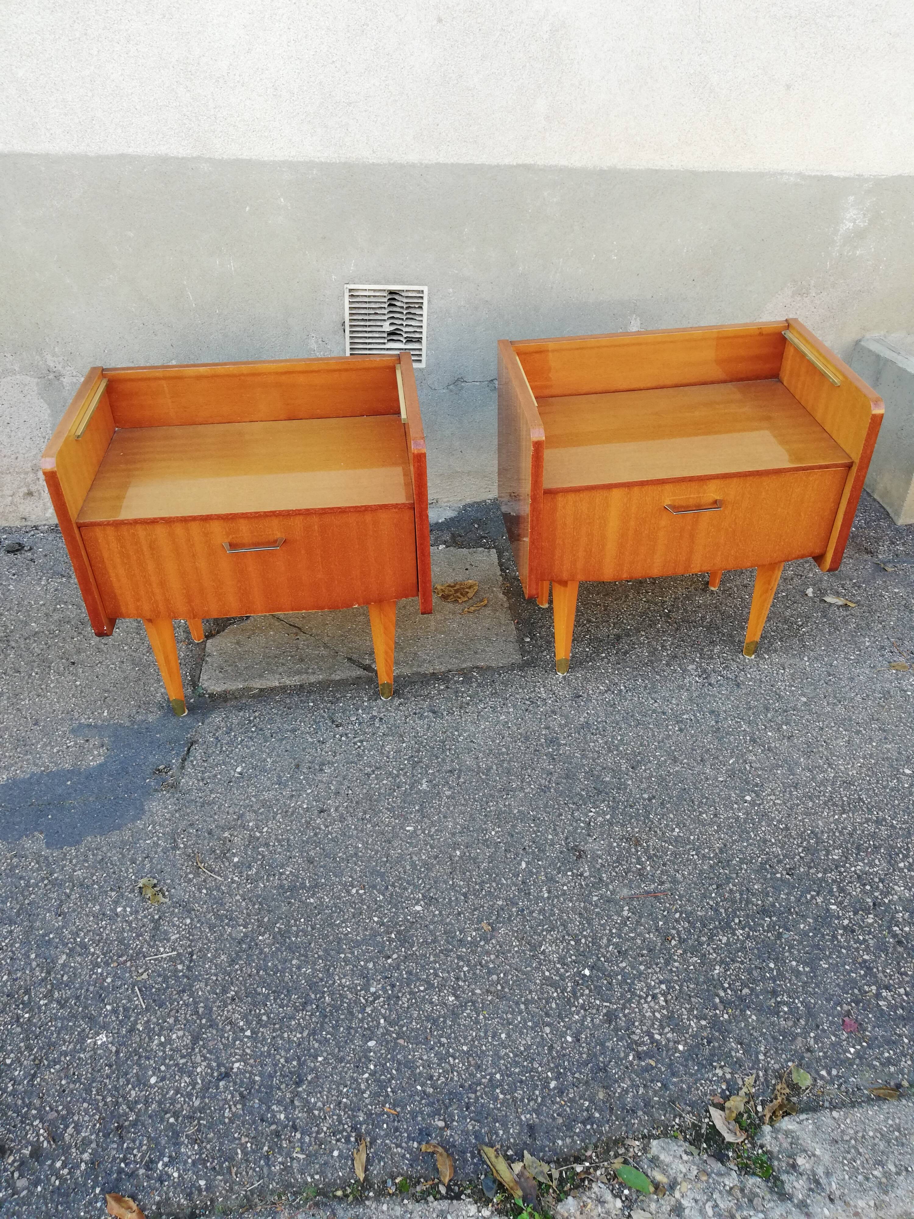 Pair of vintage bedside tables 1 flap