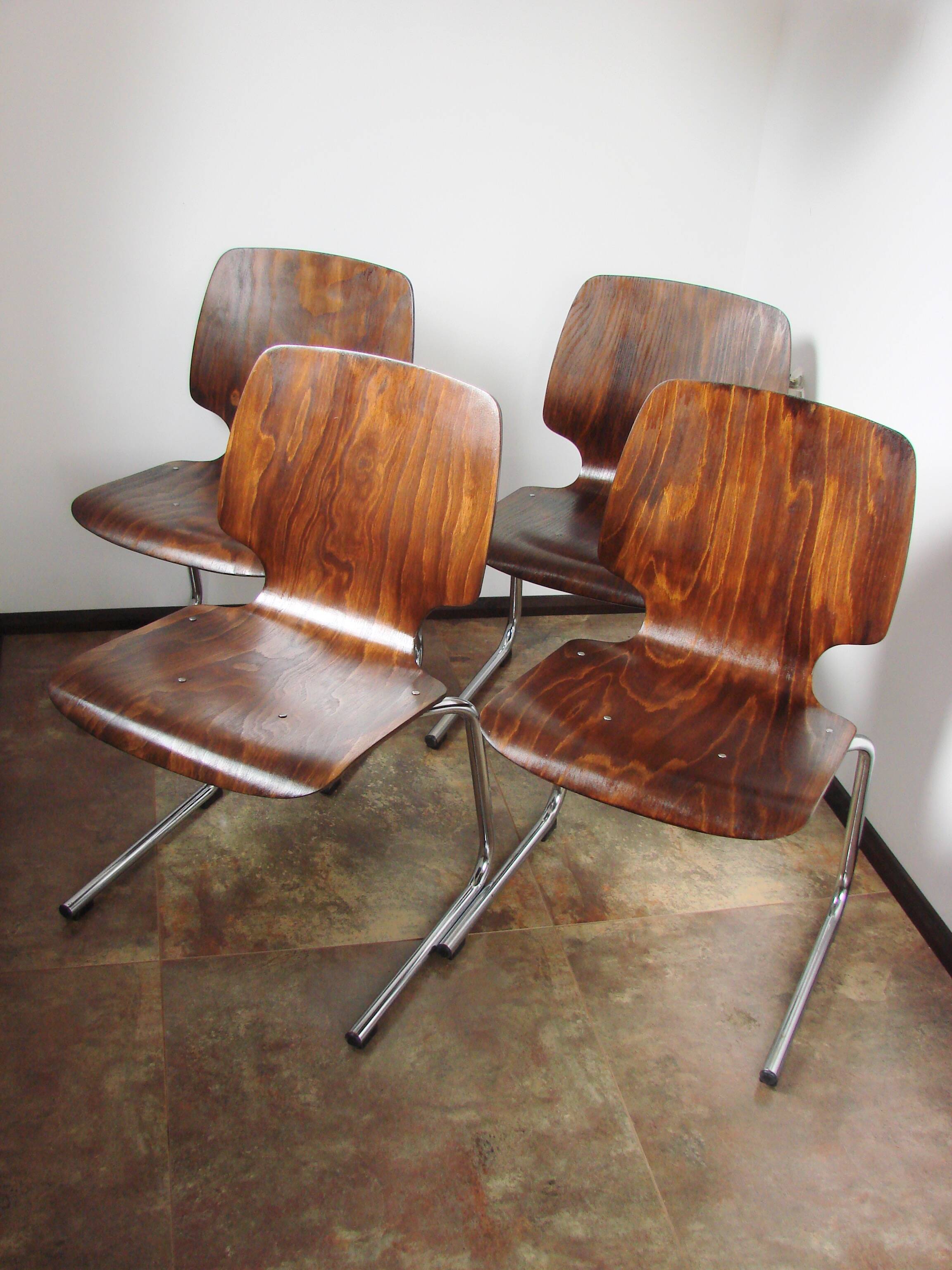 Ensemble de 4 chaises Kusch+Co Flötotto, années 1960.