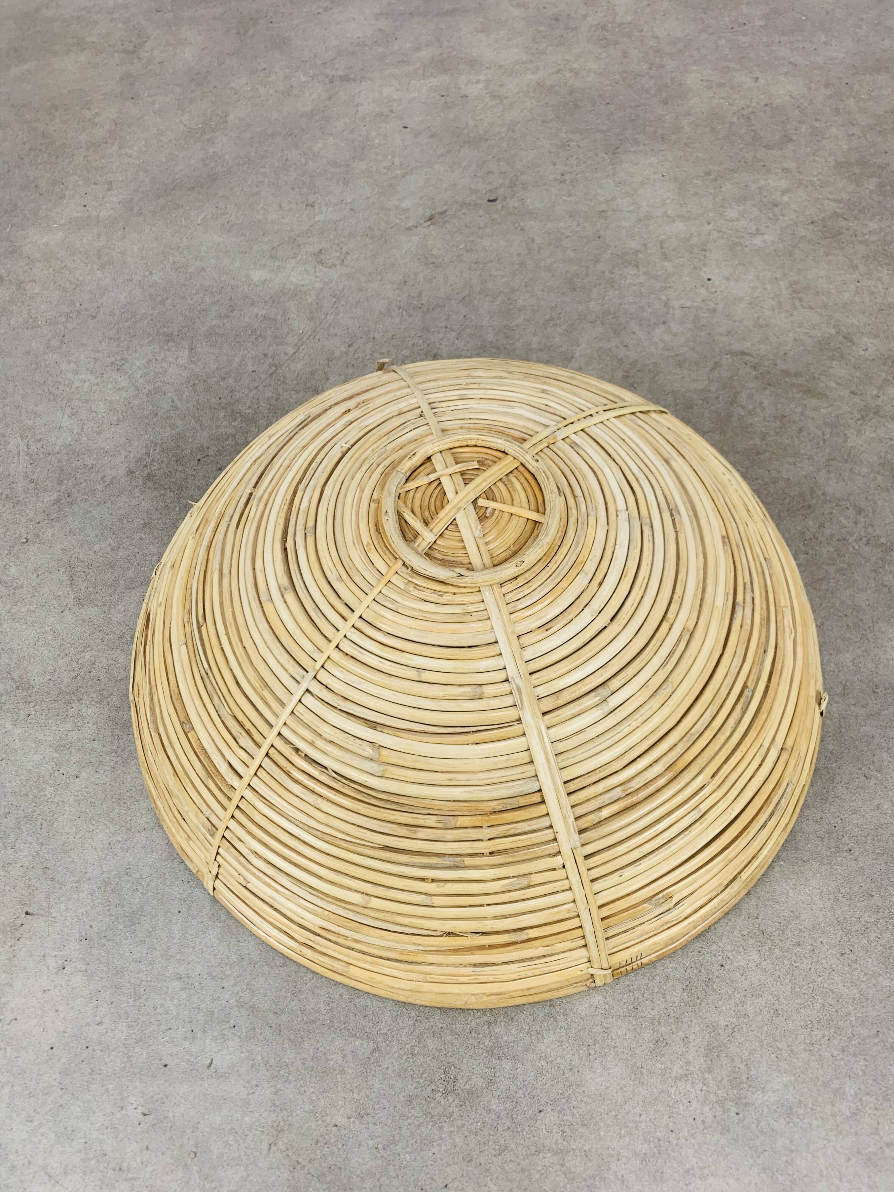 Large wicker bowl 48 cm, vintage, 60s, rattan