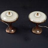 Rare pair of bedside lamps in curved glass attributed to Pietro Chiesa. Ita