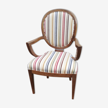 Vintage armchair multicolored striped fabric