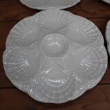 4 Assiettes à huîtres blanc cassé vintage Sarreguemines 60's